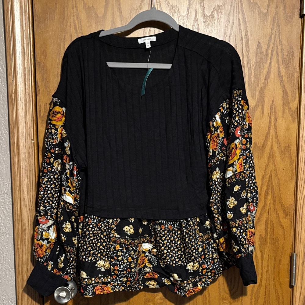 Maurices Black Floral Blouse
